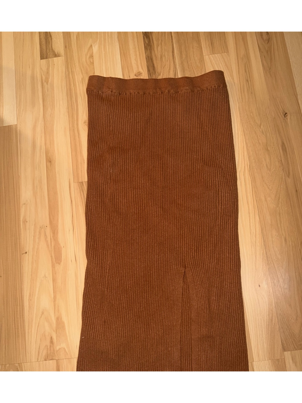 SHEIN Ribbed Knit Mini Skirt in Rust Brown